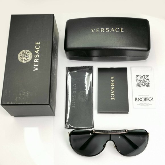 Versace Black Shield Men's Visor Sunglasses - Picture 1 of 7